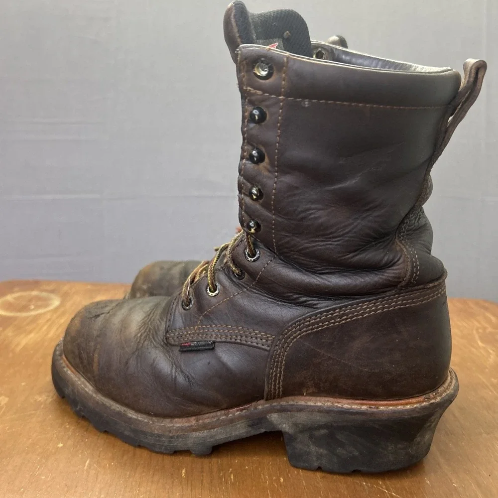 Red Wing 4420 Brown Leather Steel Toe Logger Max Waterproof Work Boots Mens 8 D